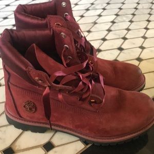 red suede  Timberland boots